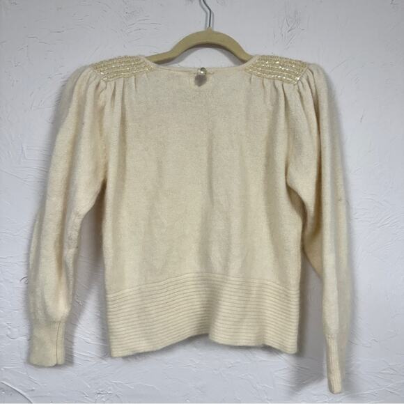 Vintage Lilly of California Cream Angora Wool Blend Sweater Womens M Coquette - Picture 5 of 11